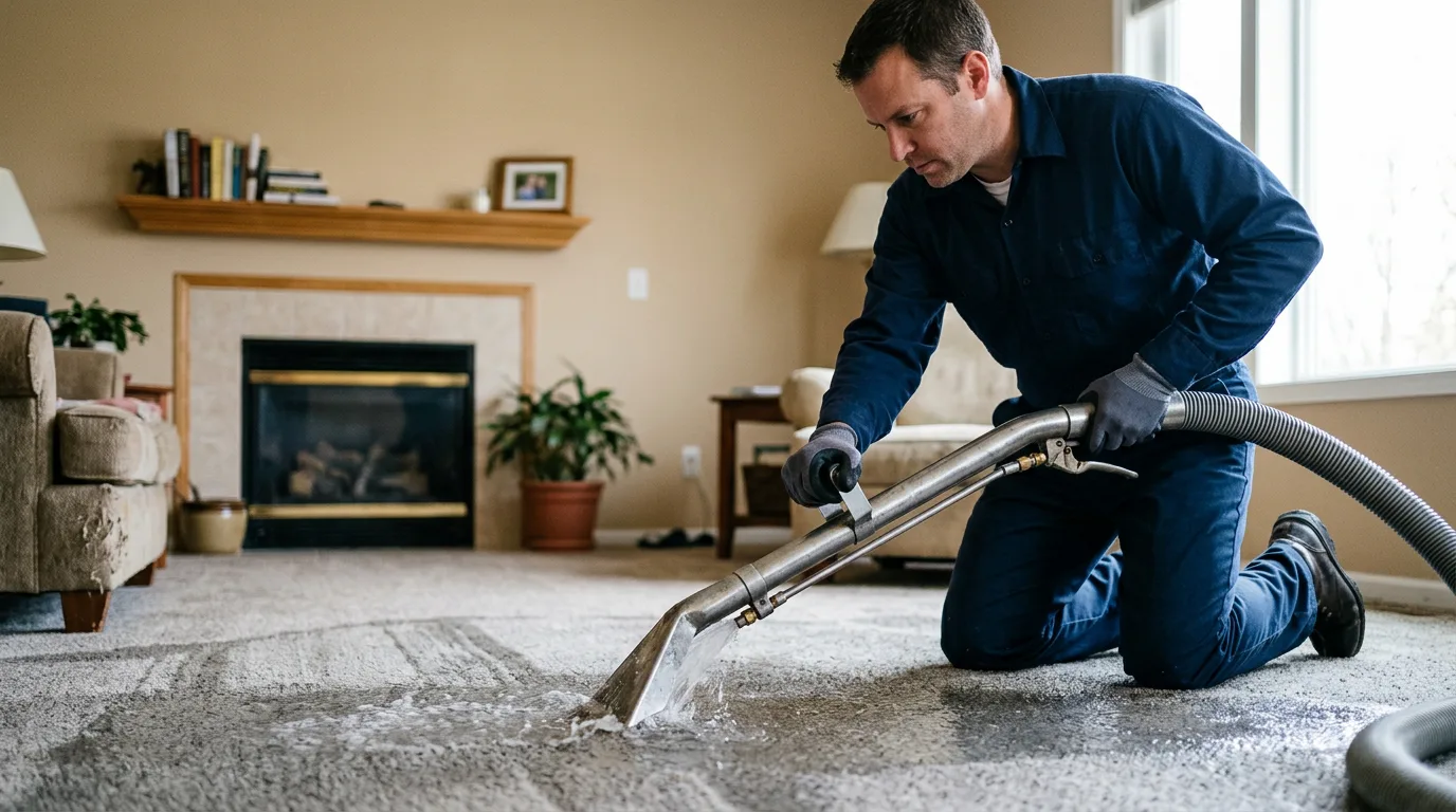 Water damage restoration technician working near Lockridge, IA